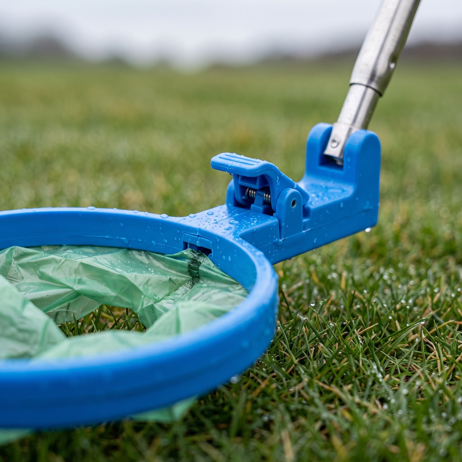 Close-up of the catch ring holding a bag open